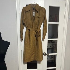 Elegant Tan Suede Wrap Dress